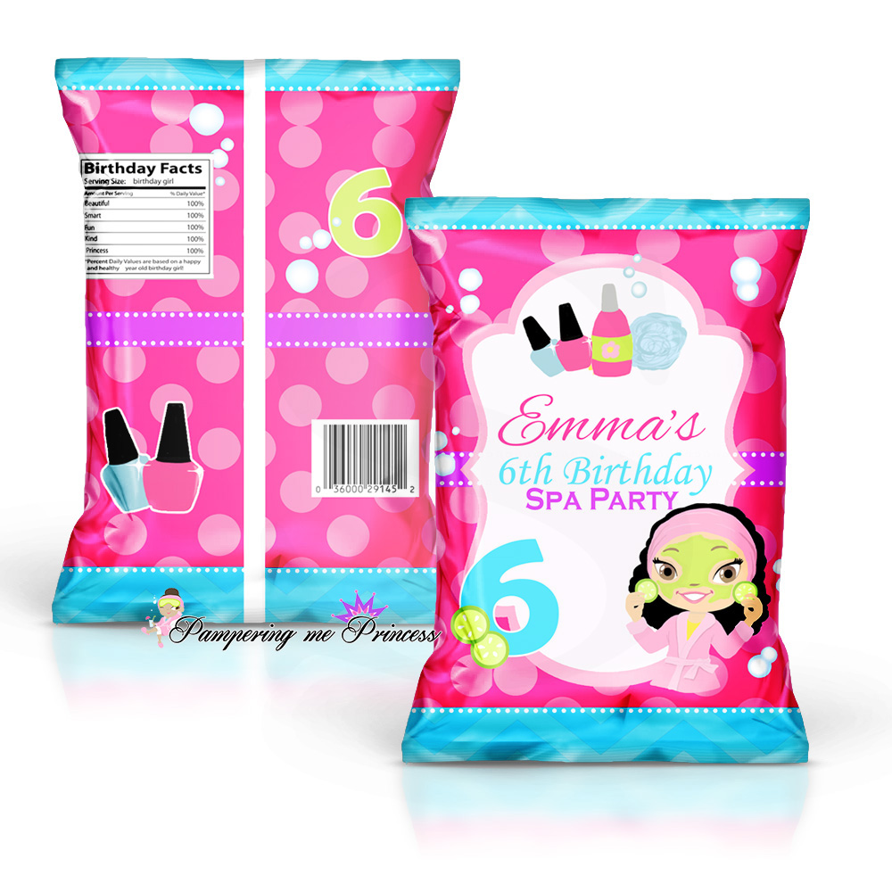 Spa Party Custom Treat and Chip Bags